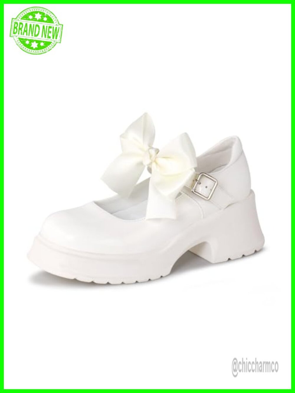 Mary Jane Platform Chunky Block Heels with Detachable Bow